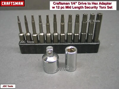 CRAFTSMAN TOOLS 2 pc Adapter Set w 12 pc Long Torx Bit Set Security - Image 1 of 3