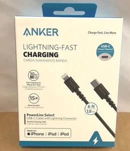 Câble Anker PowerLine USB-C vers Lightning (6 pieds) A8613H11-1 ✅❤️✅❤️️ NEUF ! - Photo 1 sur 3
