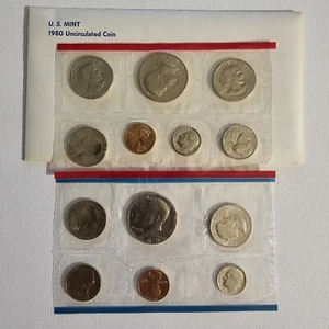 Juego de 13 monedas de Estados Unidos 1980 como nuevas - Embalaje original del gobierno - Imagen 1 de 2
