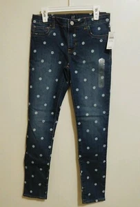 Gap Denim Girls High Stretch Blue Polka Dot Print Jegging, Size 12 NWT Adjus Wst - Picture 1 of 2