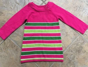 Gymboree Crazy 8 NWT 4 Yr Pink/green stripe sweater dress WIcked Colors !! - Picture 1 of 2