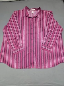 ROAMAN'S Camicetta donna 2X rosa a righe maniche lunghe con bottoni - Foto 1 di 5