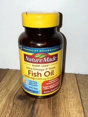 Aceite de pescado ultra omega-3 sin eructos Nature Made suplemento de 1400 mg 45 cápsulas blandas Foto 1 de 4