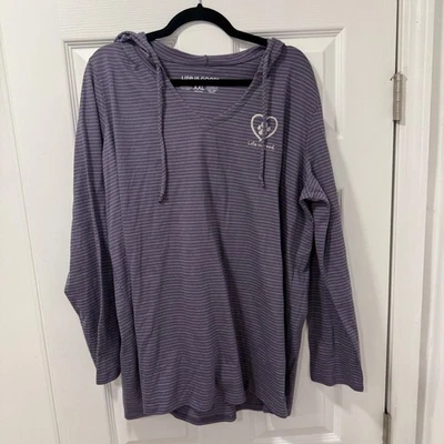 Life is Good Crusher-Lite XXL Púrpura Rayas Pata Corazón Sudadera con Capucha Manga Larga Acogedora Foto 1 de 4