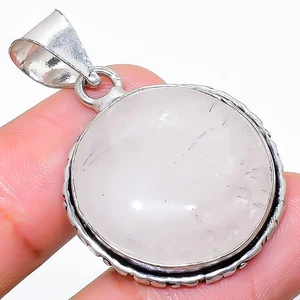 Colgante De Joyería De Plata De Ley 925 Hecho A Mano De Cuarzo Rosa 1.58" - Imagen 1 de 5