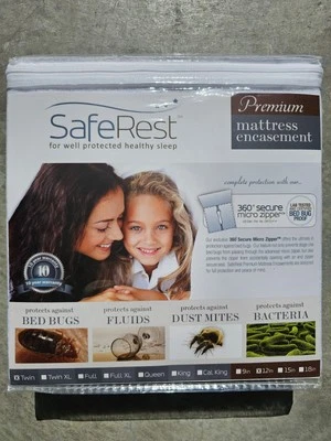 SafeRest Premium Mattress Protector Twin White 12in