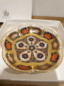 Royal Crown Derby 1128 Antiguo Imari Banda Oro Sólido 5 Hojas Pin/Plato Baratija 1995 - Imagen 1 de 5