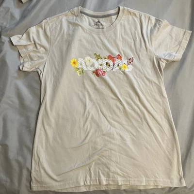 Adidas Camisa Mujer Grande Para Llevar Camiseta Atlética Streetwear Beige Logo adidas  Foto 1 de 4