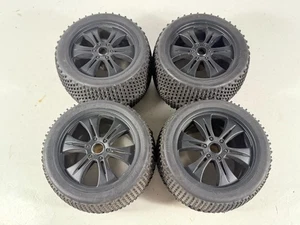 4x Used PROLINE BOW-TIE 1113 1/8 Monster Truck Tires w/ Wheels HPI Traxxas - Picture 1 of 8
