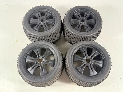 4x Used PROLINE BOW-TIE 1113 1/8 Monster Truck Tires w/ Wheels HPI Traxxas - Image 1 of 4