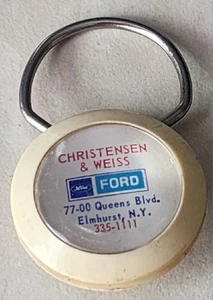 VINTAGE CHRISTENSEN & WEISS FORD DEALERSHIP  ELMHURST NY. AUTOMOTIVE  KEY CHAIN - Picture 1 of 5