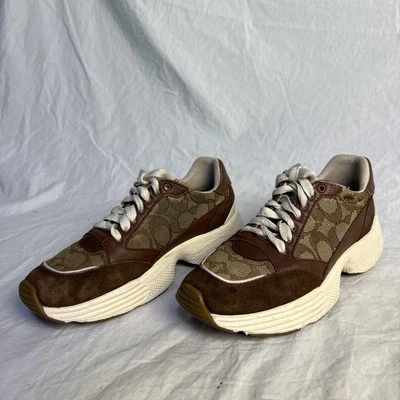 Coach Womens G5057 Tech Runner Casual Khaki/Saddle Logo Sneakers  Size 5.5 B - Image 1 of 4