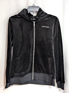 Calvin Klein ​Women's Black Velvet FZ Hooded Jacket (M3XEH878) Size M - NWT - Picture 1 of 4