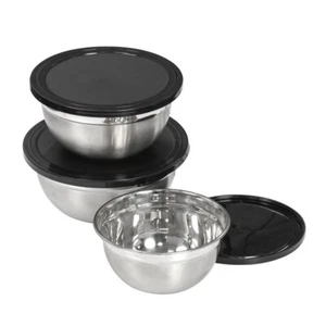 Blackmoor Set of 3 Stainless Steel Storage Bowls with Lids - Picture 1 of 10