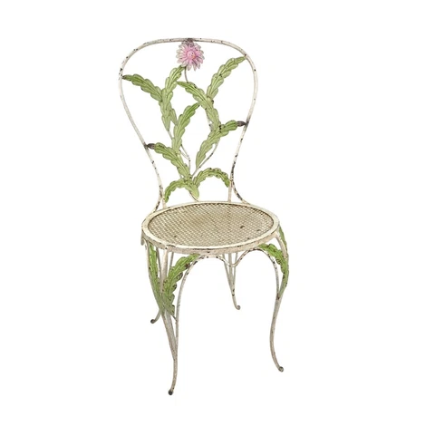 Shabby Daisy Flower Italian Tole Metal Patio Bistro Metal Chair Midcentury Cover
