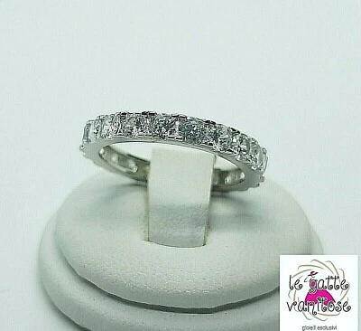 Anello donna Veretta argento 925 fidanzamento fedina riviera zirconi 3 mm - Immagine 1 di 4