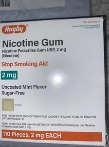 110- Rugby Nicotine Gum Uncoated Mint Flavor 2mg  Exp: 4&5/2026 - Picture 1 of 1