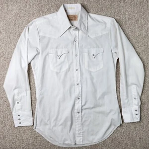 Bronco Westerns Vintage Men's 15-34 L/S Pearl Snap Dress Shirt Denver Co Korea - Picture 1 of 14