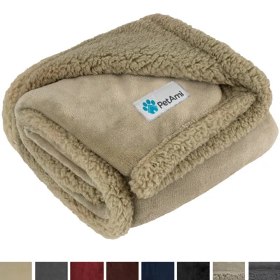 PETAMI Washable Pet Blanket Fleece Dog Cat Bed Soft Sherpa Reversible Dog Blanket Warm