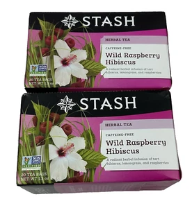 (2) Stash Wild Raspberry Hibiscus Herbal Tea Caffeine-Free 20 Tea Bags BB 09/27 - Picture 1 of 3