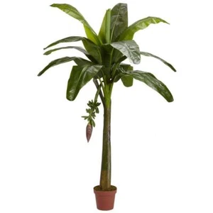 Nearly Natural Artificial Plant 6? Indoor Brown Plastic Pot Banana Silk Green - Picture 1 of 5