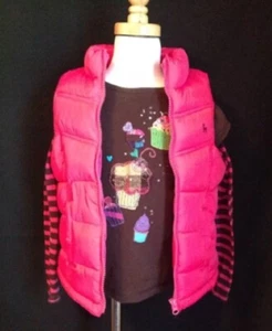 Baby Gap Kids Old Navy Girls Pink Puffer Vest Brown Cupcake Shirt 5 year 5T - Picture 1 of 5