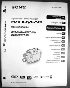 Sony DCR-DVD408 DCR-DVD508 DCR-DVD808 DCR-DVD908 Operation Guide Manual - Picture 1 of 1