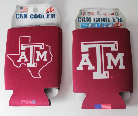Texas A&M Aggies NCAA Gift Set of 2 Classic Can Coolers Coozies NEW Cover