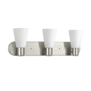 Maxim 3-Light Brushed Nickel Finish | Bathroom Vanity Light with Glass S - Picture 1 of 1