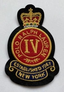 POLO RALPH LAUREN NEW YORK ESTABLISHED 1967 GOLD CROWN CREST IV PATCH VERY RARE - Picture 1 of 1