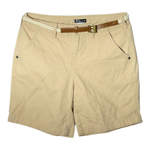 Venus Womens midrise khaki Bermuda shorts w/ attached belt, 100% cotton, size 6