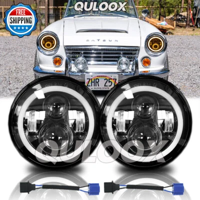 Pair 7inch DOT Approved Round LED Headlights Halo DRL fit Datsun 280ZX 240Z 260Z - Imagem 1 de 4