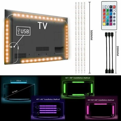 4Pcs USB Powered RGB 5050 LED Strip Lighting for TV Computer Background Light US - Image 1 of 4