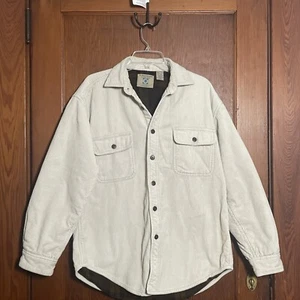 De Colección World Island Chaqueta Para Hombre Mediana Pana Forrada de Vellón Mangas Aisladas Beige - Imagen 1 de 8