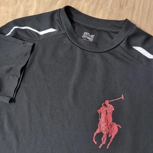 Polo Ralph Lauren T-shirt Crew Neck Stripes Sz L (16-18) Youth Black Red Big Lgo - Picture 1 of 7