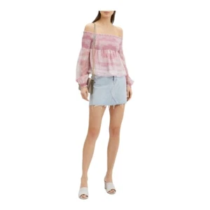 INTERMIX Silk top Pink Paisley Penelope Print Off Shoulder Long Sleeve Small NWT - Picture 1 of 11