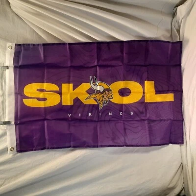 Minnesota Vikings SKOL Flag Training Camp 2023 Purple Football Banner 37" x 23" - Image 1 of 4