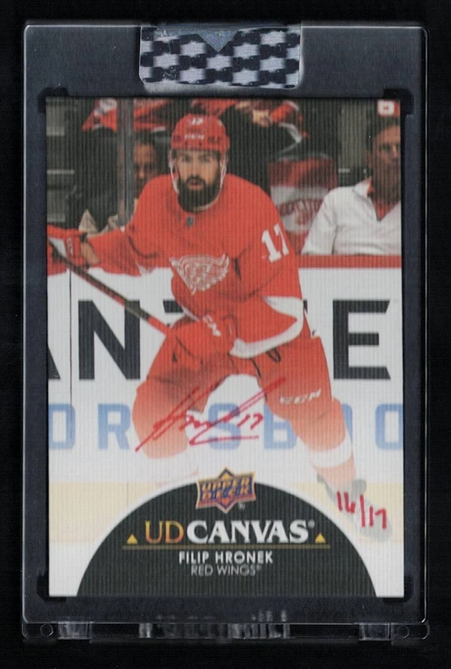 2021-22 Upper Deck Clear Cut UD Canvas Signatures Auto Red Filip Hronek 16/17 - Image 1 of 1