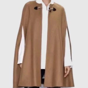 MEN"S BEIGE BROWN ITALIAN WOOL CAPE COAT - Picture 1 of 3