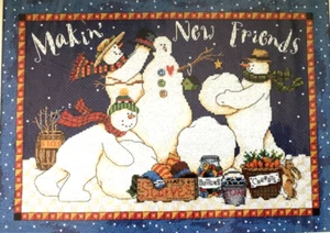 DIMENSIONS MAKIN’ NEW FRIENDS Counted Cross Stitch Kit Christmas Snowmen  RARE - Imagen 1 de 3