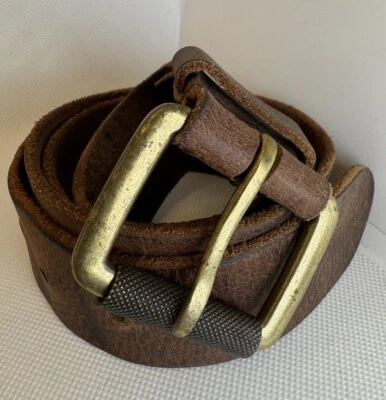 Винтажный Timberland коричневый кожаный ремень мужской размер 36 золотистый латунная пряжка - Изображение 1 из 4