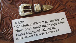 Western Buckle Set # SS2 USA 1/2" 3 pc. set STERLING SILVER  .925 New - Picture 1 of 4