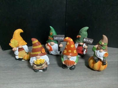 Fall Garden Thanksgiving Gnome Décor Figurines Greenbrier Resin 5” Set - Image 1 of 4