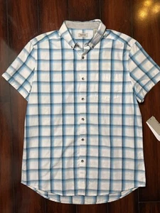 Kenneth Cole Reaction Mens Plaid Cotton Short Sleeve Collared Shirt Large - Picture 1 of 8