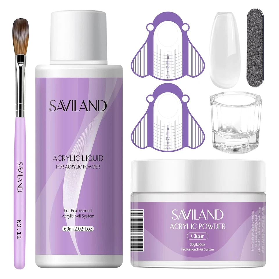 SAVILAND Acrylic Nail Kit Starter Set Clear Acrylic Powder and Liquid Set with