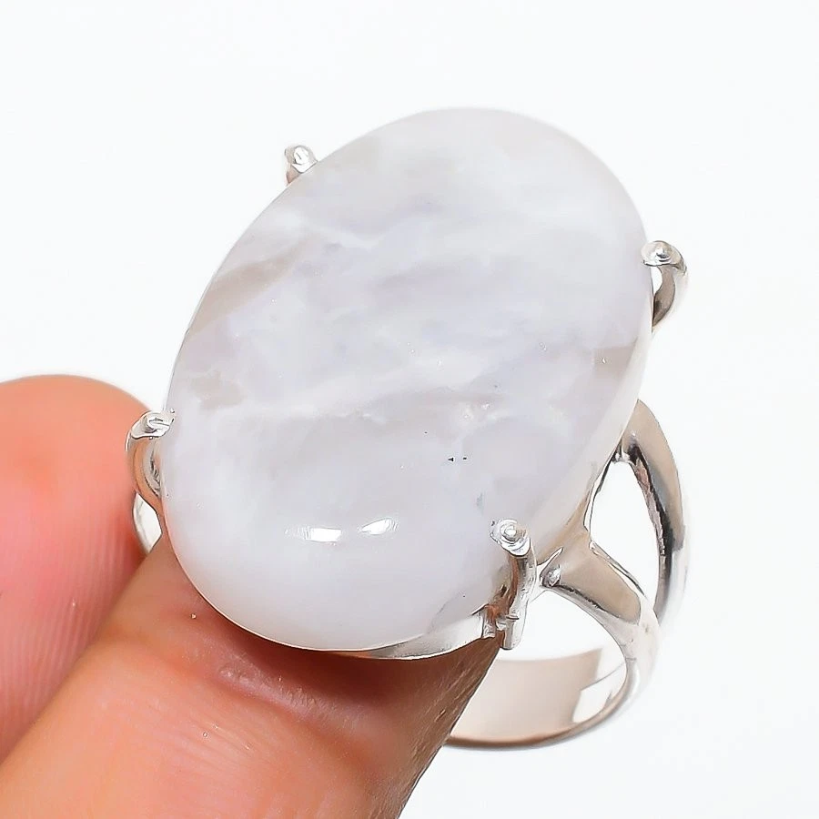 Natural Moonstone Gemstone 925 Sterling Silver Jewelry Ring Size 9 (US) - Image 1 of 1