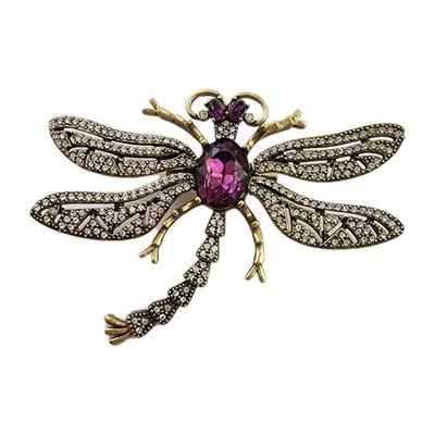 Heidi Daus Trembling Brilliance Dragonfly Brooch Pin Purple & Clear Crystals New - Image 1 of 4