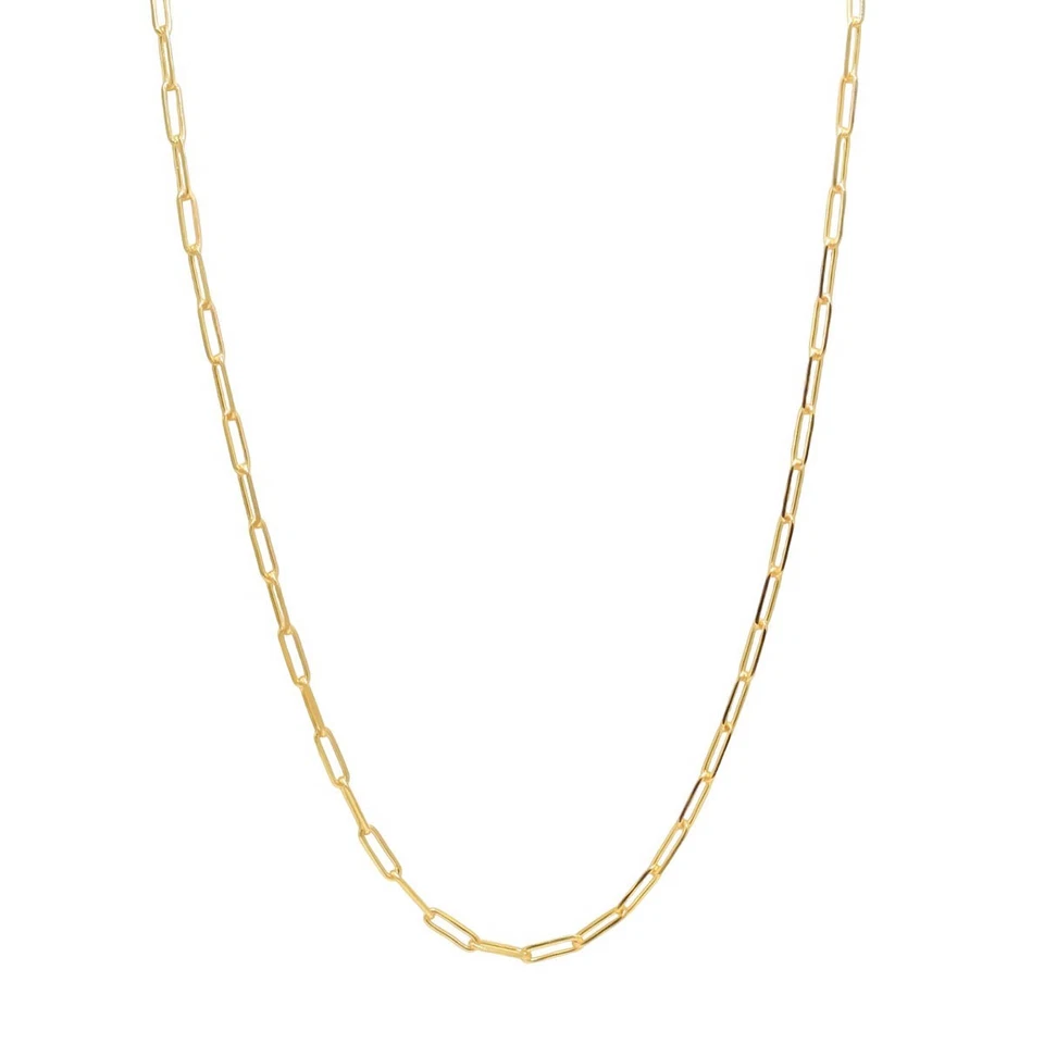 18K Gold Plated Round Chain 925 Sterling Silver Men & Women Necklace 16-30" Foto 1 de 1