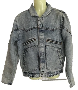 VTG 1980's Windbreaker Men’s Snap Front Denim Trucker Jacket M - Picture 1 of 9