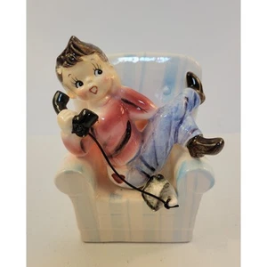 Rare Vintage MCM 1959? Relpo Girl on Telephone Ceramic Planter Samson Import Co. - Picture 1 of 11